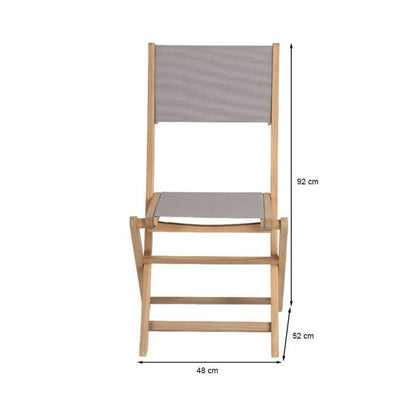 Lot de 2 chaises de jardin RIMINI en bois d'acacia FSC et textilène taupe