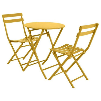Table de jardin pliante ronde "Greensboro" vert olive 2 places en acier traité époxy - Hespéride