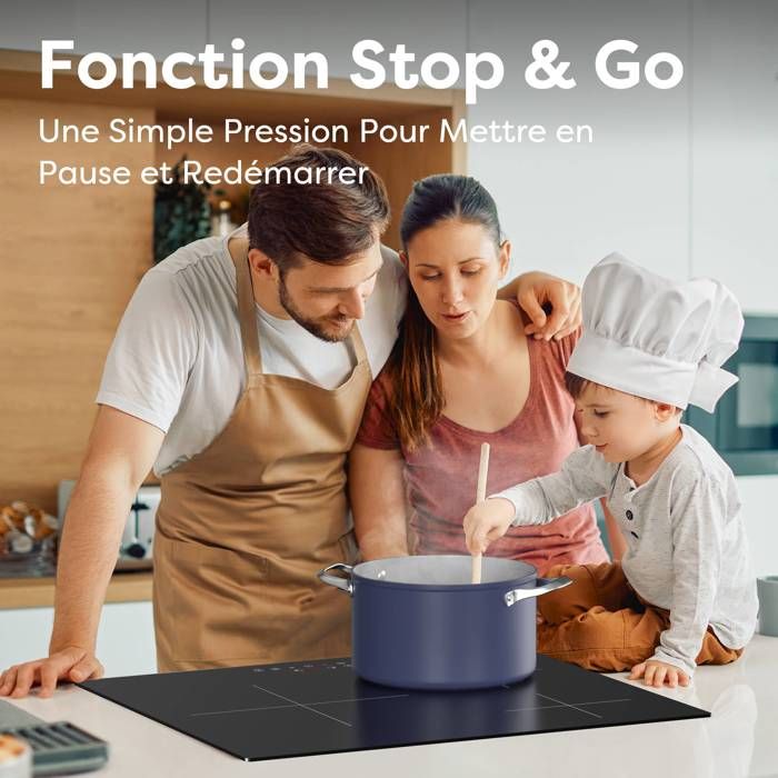 CIARRA Plaque à Induction 3 Foyers - 5600W - 99 Min - Touche Sensitive - Minuteur - Verrouillage - Table de cuisson 59cm