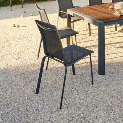 Chaise de jardin empilable "Axant" anthracite & graphite en aluminium traité époxy - Hespéride