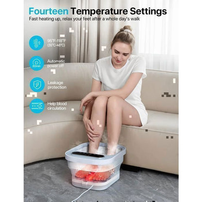 Bain de Pieds Massage pliant ALLJOY, température constante, Écran tactile, Masseur de Pieds Pliable avec Bulles
