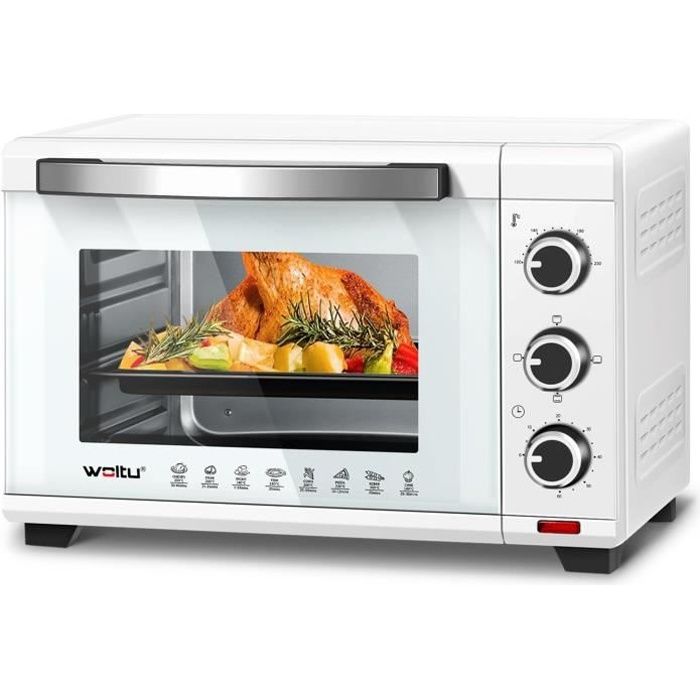 Four à Pizza WOLTU - 28L - 1600W - 100-230°C - Minuterie 0-60 min - Noir