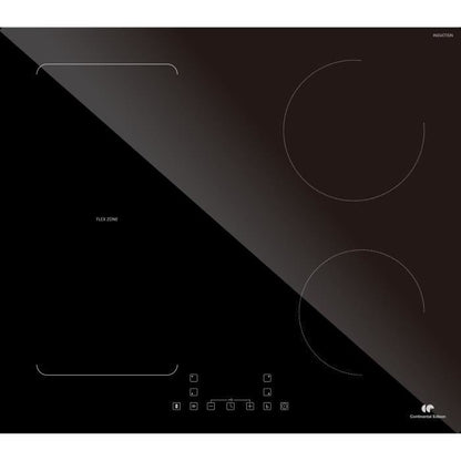 CONTINENTAL EDISON Table induction CETI3B28 3 zones, 6600W - 3 boosters - 3 minuteurs - noir