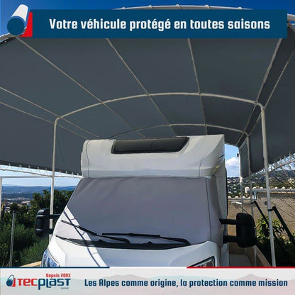 TECPLAST Bâche pour Carport 3x6 m LP506CP Beige foncé - Garantie 5 ans - Toile PVC étanche pour abri de voiture