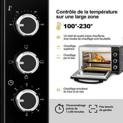 Mini four électrique WOLTU - 28L - 1600W - Noir