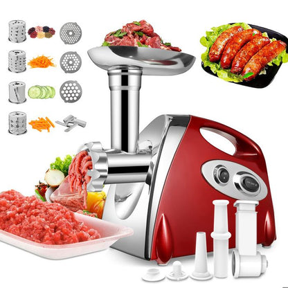 Hachoir à Viande Électrique 2800W - Écran Tactile - 11PCS avec 2 Lames 4 Inox Disques 3 Kit de Saucisse 1 Kubbe 1 Brosse - Argent