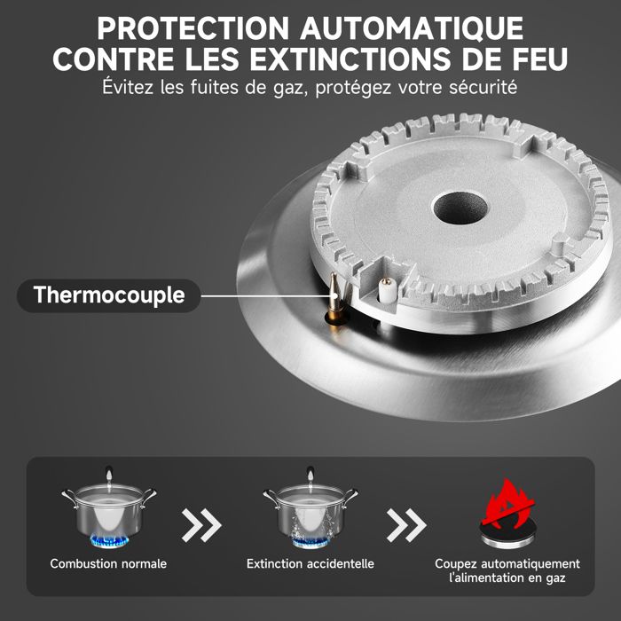 Plaque de Cuisson Gaz - ISEASY - 2 Feux - Inox - Encastrable - Allumage par Impulsion