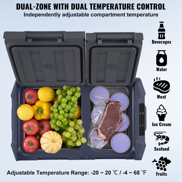 Réfrigérateur de Voiture - DUOKU - Congélateur Portable 40 L - Température -20 à 68 ℉ - Électrique - Double Zone