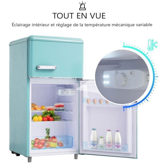 Réfrigérateur rétro - LANGTU - Retro 60L - 2 portes - Congélateur 22 L - 46 dB
