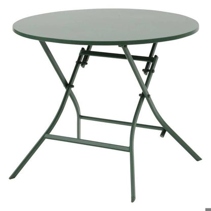 Table de jardin pliante ronde "Greensboro" vert olive 2 places en acier traité époxy - Hespéride