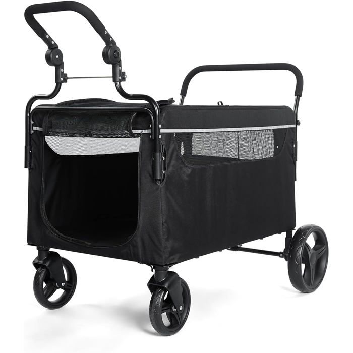 Chariot- Poussette Pliable pour Chiens de Grande et Moyenne Taille + Rampe d’Accès – le Camping et les Promenades en Plein Air