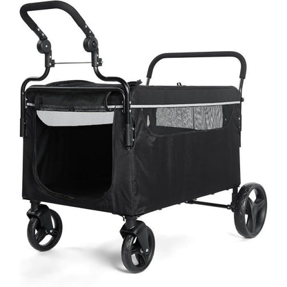 Chariot- Poussette Pliable pour Chiens de Grande et Moyenne Taille + Rampe d’Accès – le Camping et les Promenades en Plein Air
