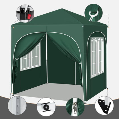 WOLTU Tonnelle de Jardin 2x2m, Pergola Pliante, Barnum avec 4 Parois Latérales, Hauteur Réglable, Gazebo Imperméable, Anti-UV, Vert