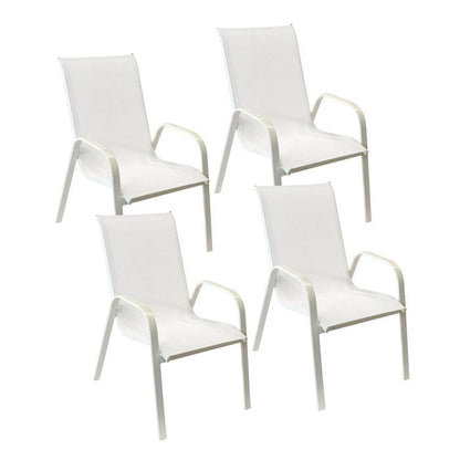Lot de 4 chaises MARBELLA en textilène gris - aluminium gris anthracite