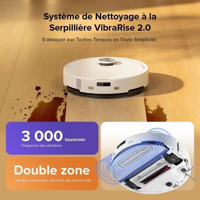 Roborock Q10 S5 Set  Aspirateur Robot 10000 Pa Aspiration, Anti-emmêlement,Levage des Serpillères de 8 mm, Évitement