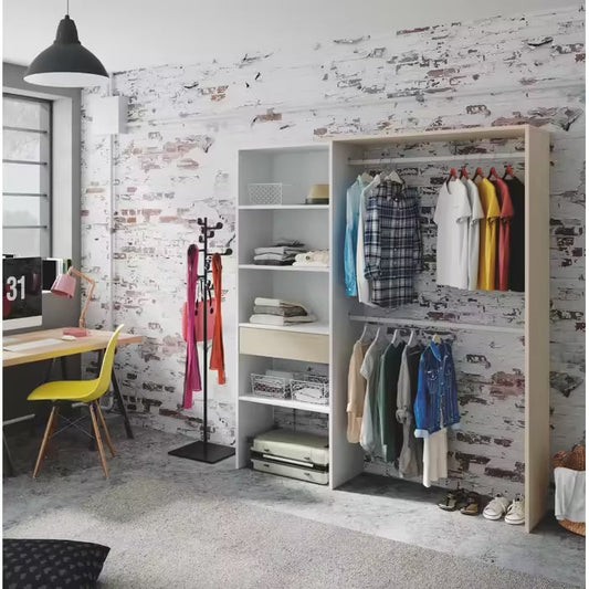 Armoire dressing CAMILA imitation Chêne et blanc Kit dressing