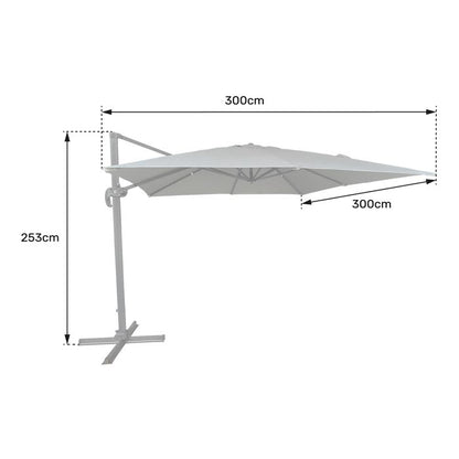 Parasol déporté MOLOKAI carré 3x3m fuchsia + housse