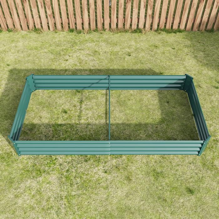 Jardinière surélevée extérieure - BELLEMAVE - Bac de jardin en métal - Sans fond - 232 x 113,5 x 30 cm - Vert