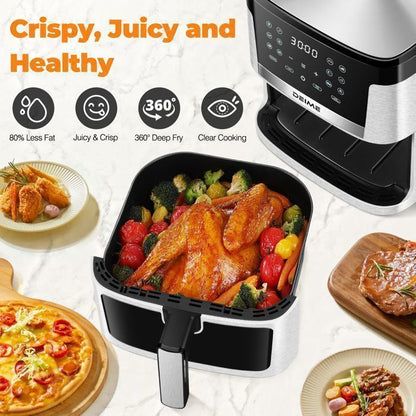 DEIME Air Fryer 6.5L+3.5L - Friteuse sans Huile 10L - Double cuve - 10 Programmes de cuisson - 2800W - Noir
