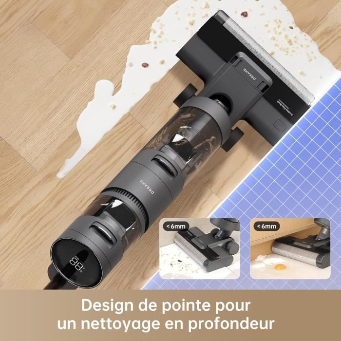 ASPIRATEUR Balai Aspirateur Laveur DREAME H12 Pro FlexReach, porte  Plat  180,schage 5 Min,18 kPa,Nettoyage Deux Bords