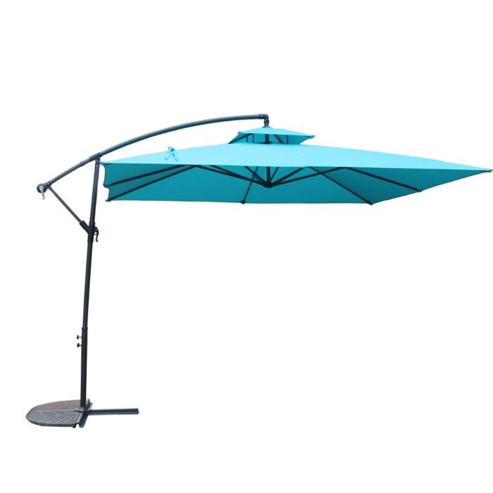 CAPRI - Parasol carré déporté 3x3 bleu en aluminium