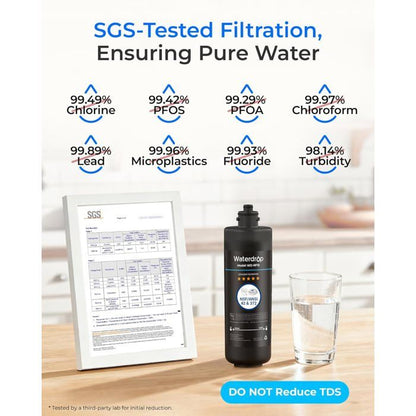Waterdrop 10UB Système de Filtre à Eau Sous Évier avec Robinet Dédié, 11K Gallons de Filtration D'eau de Grande Capacité