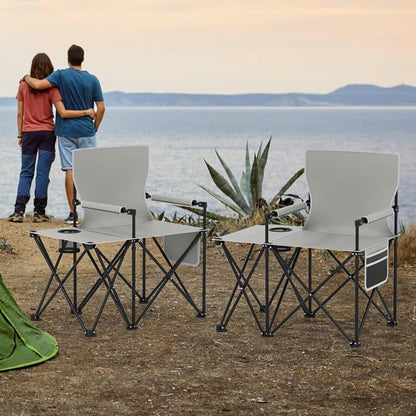 Lot de 2 Chaises de Jardin Extérieur Pliable COSTWAY, Cadre Léger en Aluminium, Dossier Réglable en 4 Positions, Sac Isotherme