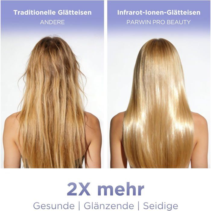 Lisseur cheveux infrarouge ionique 45 mm PARWIN PRO BEAUTY, plaques larges pour cheveux épais, bouclés, 14 températures, violet