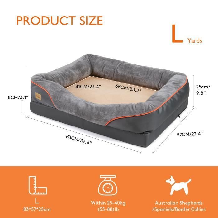 BingoPaw Panier Chien XXL Lit pour Chien Grande Taille Coussin pour Chien Déhoussable Orthopétique 97 x 72 x 30 cm