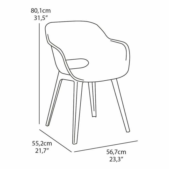 Chaises de jardin - KETER - AKOLA - Lot de 2 en résine - Gris olive - Dossier ergonomique
