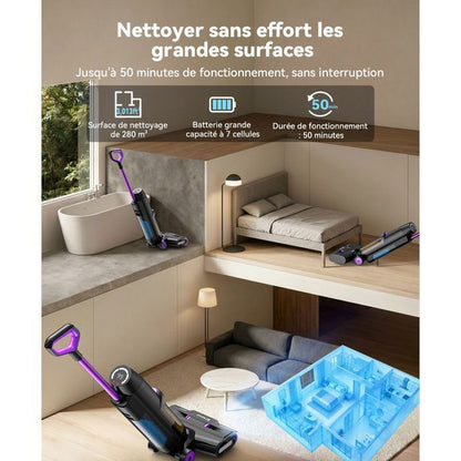 Aspirateur Laveur 3-en-1 20000Pa-2026 Redroad H15-Autonomie 50 Mins,Autonettoyage & Auto-Propulsé,Grand réservoir 910ML,Écran LED