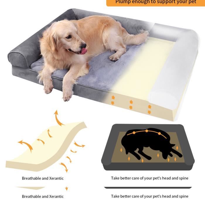 BingoPaw Panier Chien XXL Déhoussable Canapé Chien Orthopedique Ultra Doux Lit pour Chien Grande Taille, 135 x 100 x 24 cm