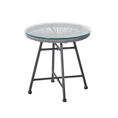 Acapulco : Ensemble 2 fauteuils oeuf + table basse gris clair