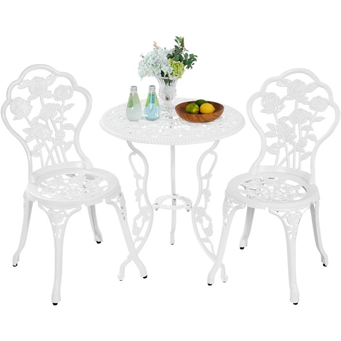 Yaheetech Ensemble de Table et Chaise Salon de Jardin Balcon Kit de Bistro 2 Chaise 1 Table en Alliage Aluminium Bronze