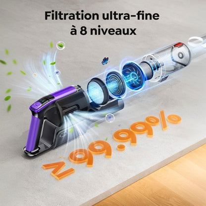 BUTURE VC90 Aspirateur Balai sans Fil – 65 kPa/600W/60 min – SmartSpeed– Charge rapide –Batterie amovible- Idéal sols durs & tapis
