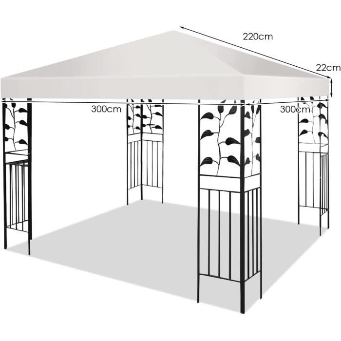 Giantex Toit de Rechange pour Tonnelle de Jardin 3x3M Imperméable en Polyester Trou d'Aération Équipé Beige