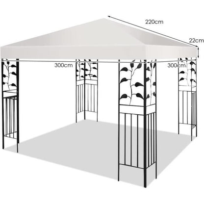 Giantex Toit de Rechange pour Tonnelle de Jardin 3x3M Imperméable en Polyester Trou d'Aération Équipé Beige