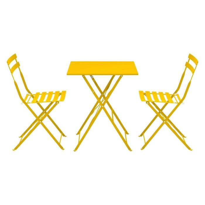 Table de jardin et 2 chaises acier 60 cm vert cactus Rome - Oviala