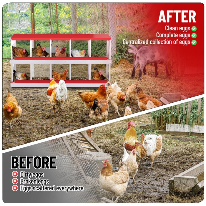 Pondoir Poules Pondeuses 10 Compartiments, Poulailler en Acier Galvanisé, Récolte des Œufs Facilitée,  Pratique, Pied, Vert