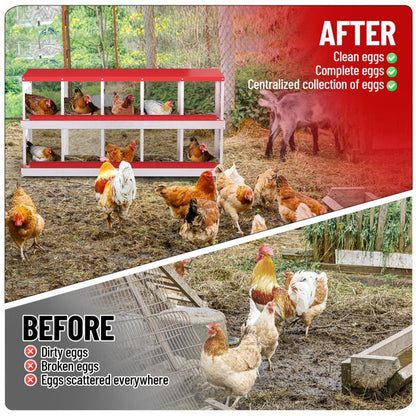 Pondoir Poules Pondeuses 10 Compartiments, Poulailler en Acier Galvanisé, Récolte des Œufs Facilitée,  Pratique, Pied, Vert