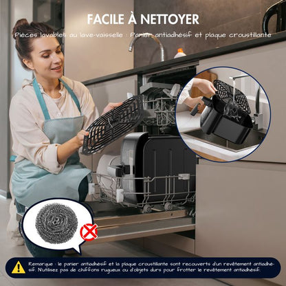 DEIME Air Fryer 6.5L+3.5L - Friteuse sans Huile 10L - Double cuve - 10 Programmes de cuisson - 2800W - Noir