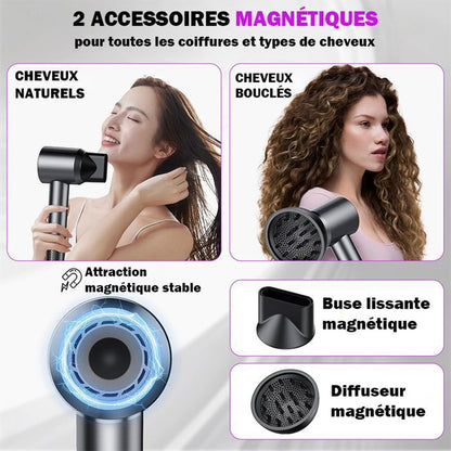 Sèche-cheveux - WENZYLIQUOX - Sans Dégâts Chaleur - 160000 tr/min - 500M ions négatifs - 1600W