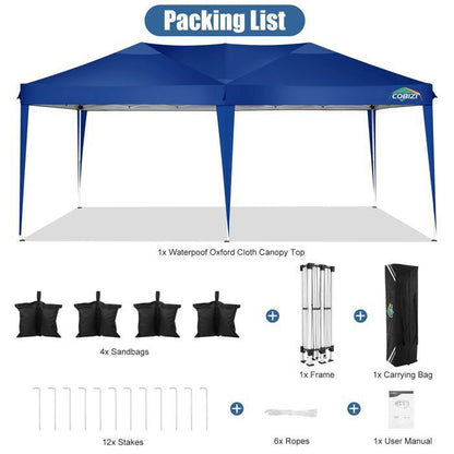 Tonnelle Tente 3x6m Pliant Tonnelle de Jardin, étanche Pavillon Tente de réception pour Exterieur,Bleu foncé