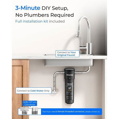 Waterdrop 10UB Système de Filtre à Eau Sous Évier avec Robinet Dédié, 11K Gallons de Filtration D'eau de Grande Capacité