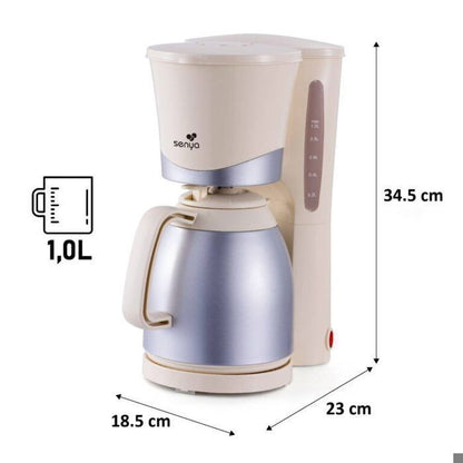 Cafetière électrique programmable SENYA 1,2L - Verseuse isotherme inox - Sélecteur d'arôme