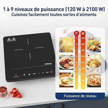 Table de cuisson à induction - ISEASY - 2 feux - Écran tactile - 3400W - Verrouillage enfant