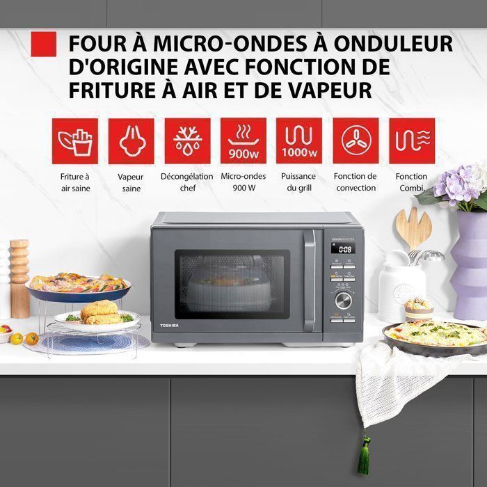 Micro-ondes combin pose libre MW3-SAC26SF(BK) 26L, 900W  Gril 1000W  Convection 2100W - Connection WiFi & Friteuse sans huile