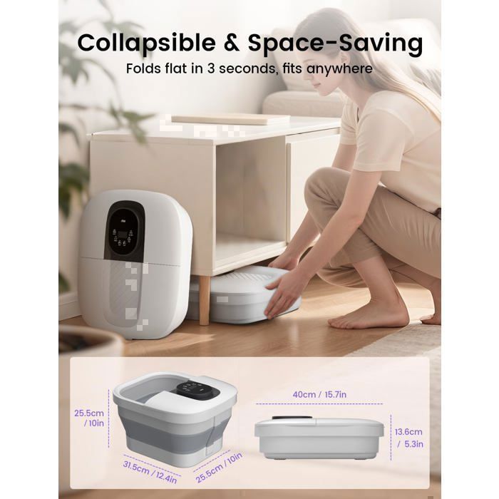 Bain de Pieds Massage pliant ALLJOY, température constante, Écran tactile, Masseur de Pieds Pliable avec Bulles