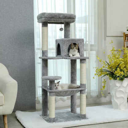 PAWZ Road Arbre à chat Design Spacieux Grande Hamac Dur Stable Avec hamac et belle maison pour chat - Cactus vert - 143 cm