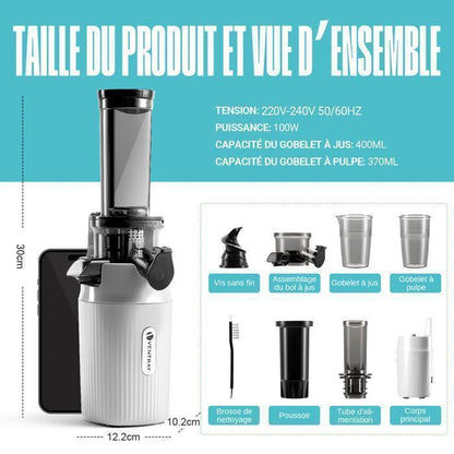 Extracteur de Jus - VENTRAY - Ginnie - Compact - 100 Watt - Rose vif